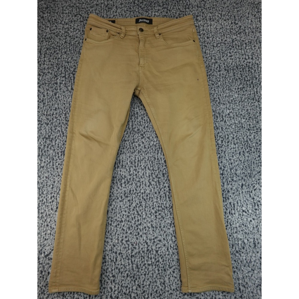 Revtown‎ Decade Denim Mens 34x32 Khaki Tan Good Slim Straight Stretch Jeans